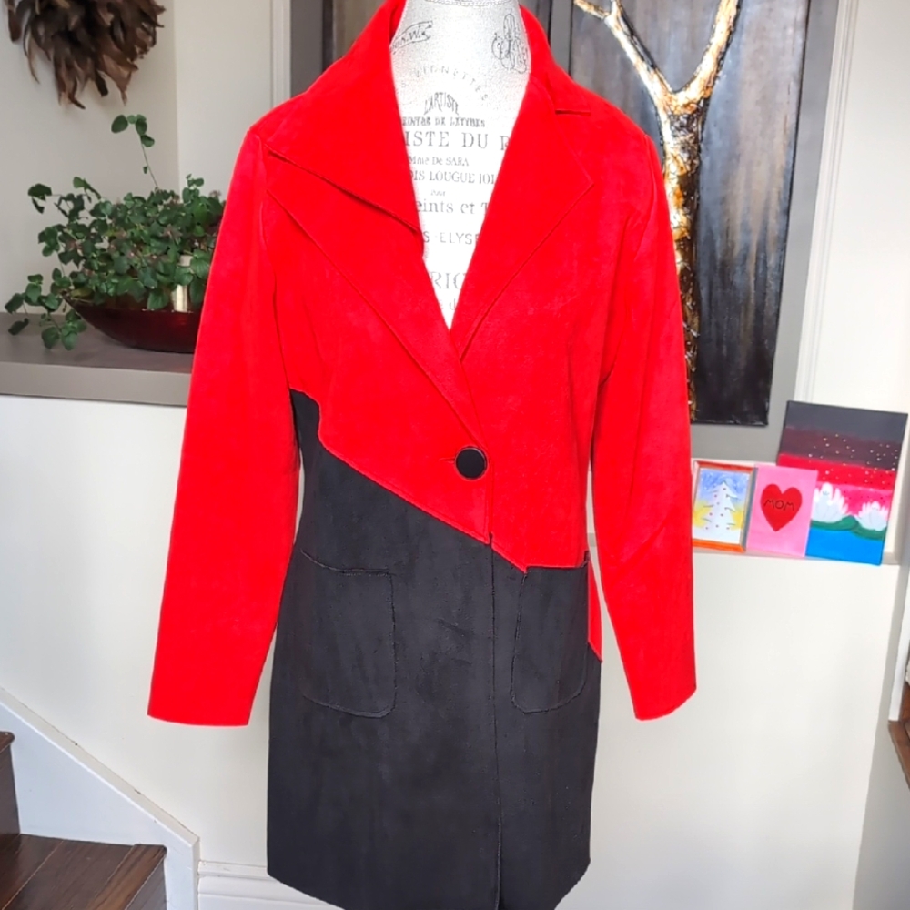 NWT Red and Black Women's Jacket Faux Suede from A Scent Free Home